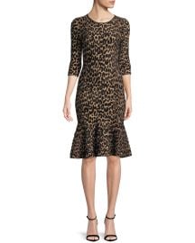 Milly Textured Leopard Animal-Print Mermaid Midi Dress at Neiman Marcus